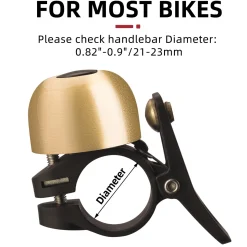 ROCKBROS Copper Alloy Bike Bell, Loud Classic Ring, Fits 21-23mm Handlebars for Adults