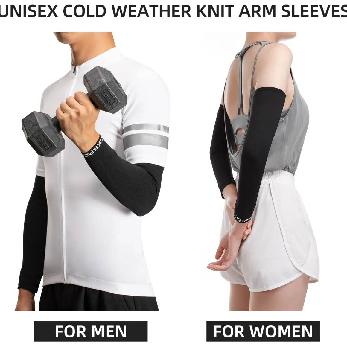 ROCKBROS Cycling Arm Warmers for Men and Women Thermal Knit Arm Sleeves for Running Football Driving