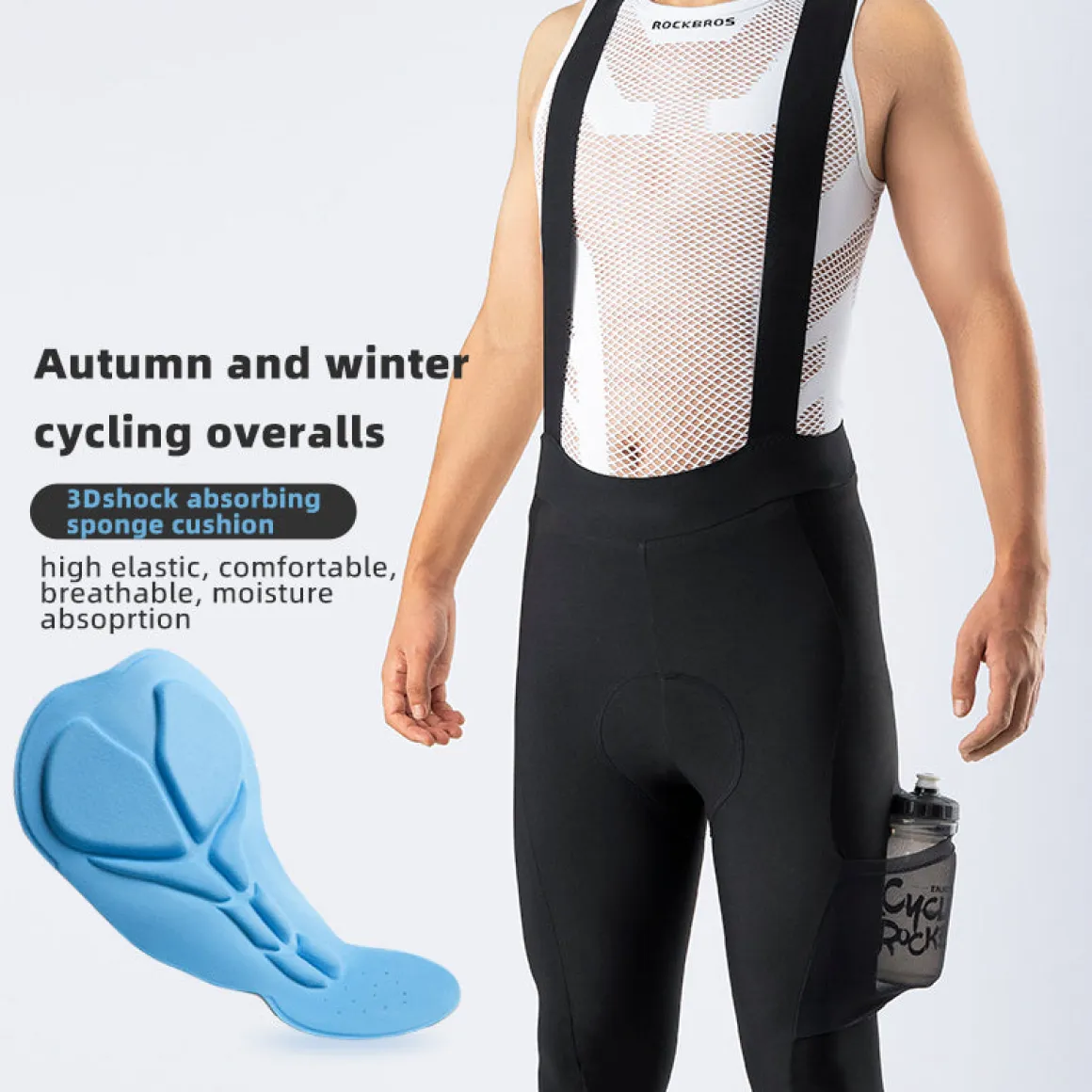 ROCKBROS Cycling Bibs with 3D Padded Stretch Bike Pants