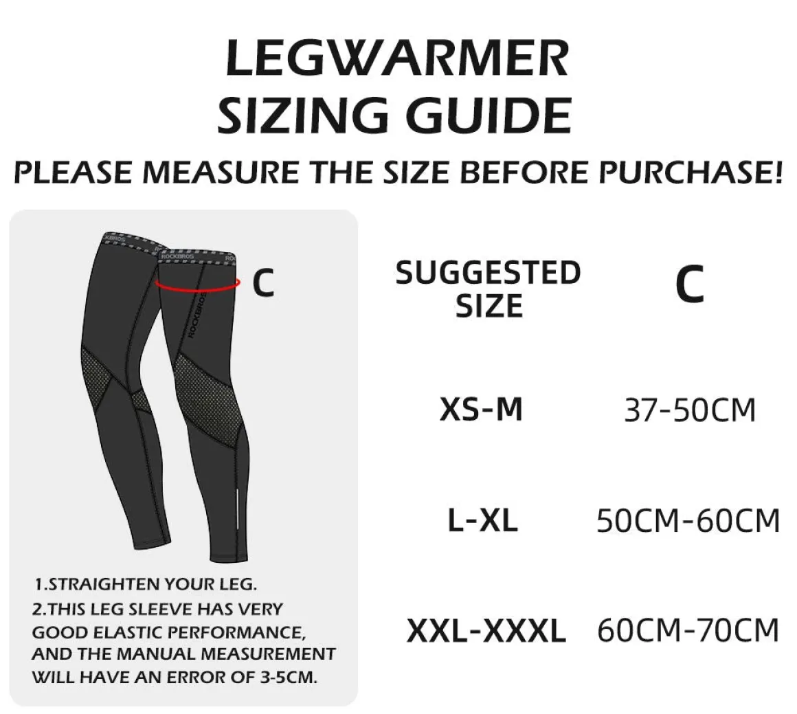 ROCKBROS Cycling Leg Warmers Thermal Long Leg Sleeves for Men Women Legwarmer