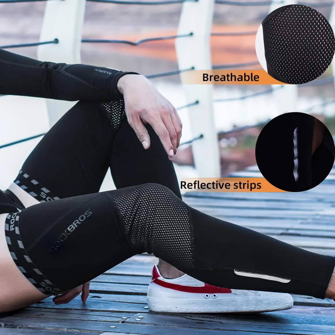 ROCKBROS Cycling Leg Warmers Thermal Long Leg Sleeves for Men Women Legwarmer