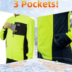 ROCKBROS Cycling Thermal Bike Jackets Winter Warm UP Breathable Windproof 3 Pockets