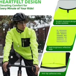 ROCKBROS Cycling Thermal Bike Jackets Winter Warm UP Breathable Windproof 3 Pockets