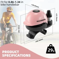 ROCKBROS 80DB Bike Bell Aluminum Alloy Helmet-Shaped Fits 22-34mm Handlebars