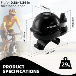 ROCKBROS 80DB Bike Bell Aluminum Alloy Helmet-Shaped Fits 22-34mm Handlebars