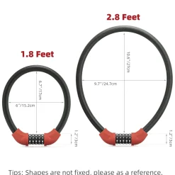 ROCKBROS 5-Digit Bike Cable Lock, Lightweight Portable Combination Lock