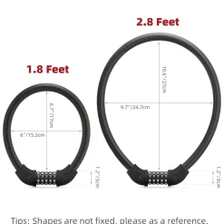 ROCKBROS 5-Digit Bike Cable Lock, Lightweight Portable Combination Lock