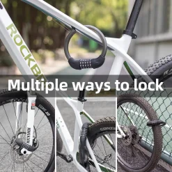 ROCKBROS 5-Digit Combination Bike Lock Lightweight Anti-Theft Cable Black