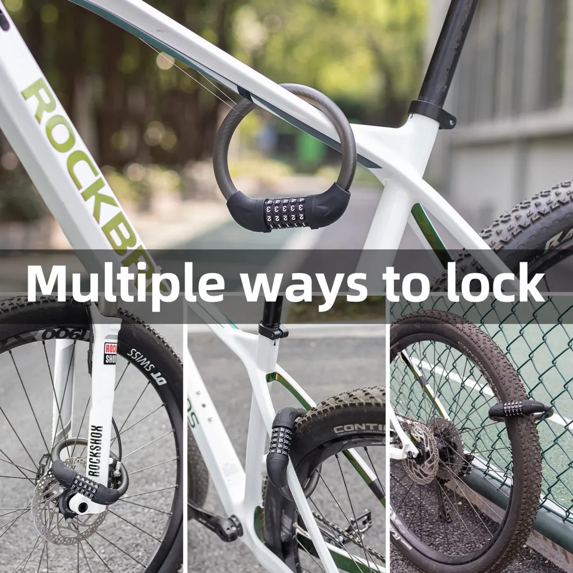ROCKBROS 5-Digit Combination Bike Lock Lightweight Anti-Theft Cable Black
