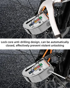 ROCKBROS Disc Brake Lock Motorcycle Alarm Lock Anti-Theft 110db Motorcycle Lock with Reminder Cable Disc Brake vehicle