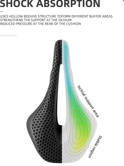 ROCKBROS 3D Printed Carbon Bike Saddle Ergonomic Ultralight Seat