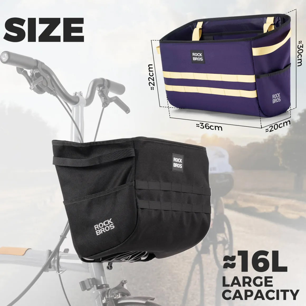 ROCKBROS Folding Bike Handlebar Bag Basket Bag - W016