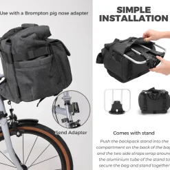 ROCKBROS Folding Bike Handlebar Bag Backpack - H46