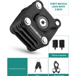 ROCKBROS Folding Bike Lock Anti-theft Alloy Lock with Mounting Bracket