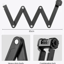 ROCKBROS Folding Bike Lock Heavy Duty Anti-Theft 4-Digit Combination Lock with Mount