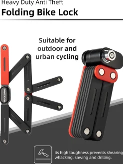 ROCKBROS Folding Heavy Duty Anti Theft Bike Lock 120cm/47.24inch with 2 Keys