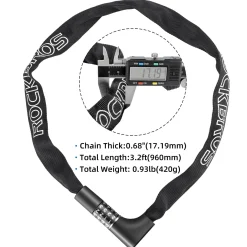 ROCKBROS 3.2FT Heavy Duty Bike Chain Lock Anti-Theft Security Lock Resettable Combination 2 Keys