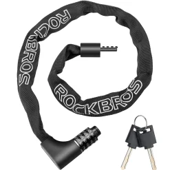 ROCKBROS 3.2FT Heavy Duty Bike Chain Lock Anti-Theft Security Lock Resettable Combination 2 Keys