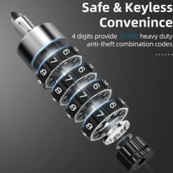 ROCKBROS 3.2FT Heavy Duty Bike Chain Lock Anti-Theft Security Lock Resettable Combination 2 Keys