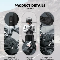 ROCKBROS Full Finger Cycling Gloves Touchscreen Breathable Flexible Padded