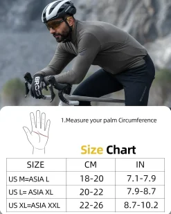 ROCKBROS Full Finger Cycling Gloves, Motorcycle Mountain Bike Gloves for Men