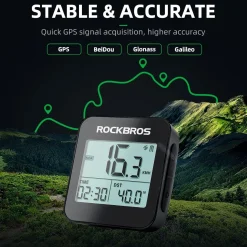 ROCKBROS GPS Bike Computer Accurate Wireless Speedometer with Backlight