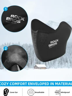 ROCKBROS Half Balaclava Mask Winter Thermal Half Mask Black Beige