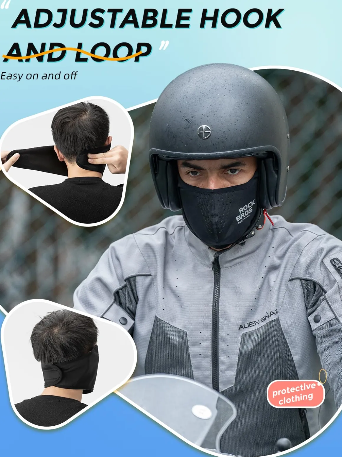ROCKBROS Half Balaclava Mask Winter Thermal Half Mask Black Beige