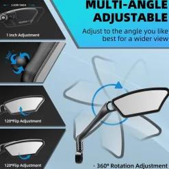 ROCKBROS HD Blast-Resistant Bike Mirror Adjustable Handlebar Mount 21-26mm