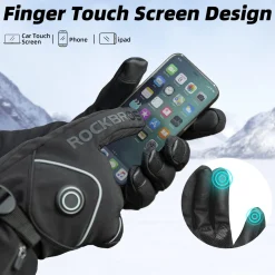 ROCKBROS Heated Gloves, Rechargeable Winter Touchscreen Gloves for Cycling, Skiing, Motorcycling