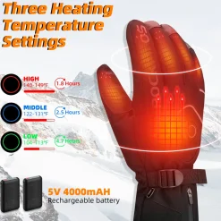 ROCKBROS Heated Gloves, Rechargeable Winter Touchscreen Gloves for Cycling, Skiing, Motorcycling