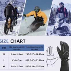 ROCKBROS Heated Gloves, Rechargeable Winter Touchscreen Gloves for Cycling, Skiing, Motorcycling