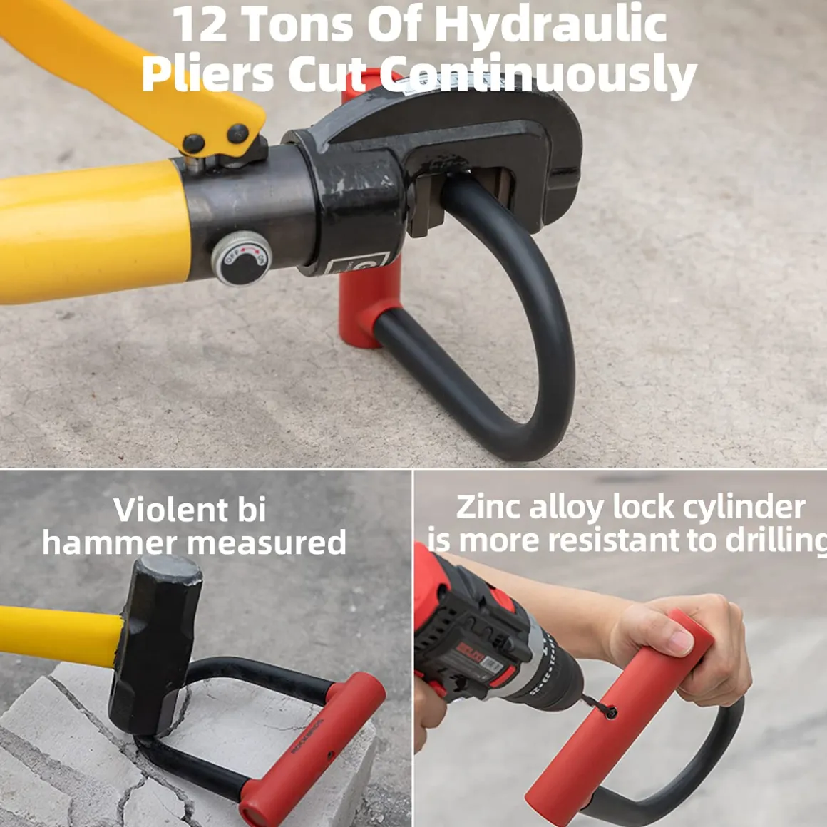ROCKBROS Heavy Duty Anti Theft Bike U Lock for Bikes eBikes Motorcycles Scooters
