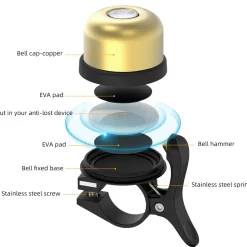 ROCKBROS Hidden AirTag Bike Bell, Anti-Theft GPS Tracker for 0.87"/22.2mm, 1"/25.4mm, 1.25"/31.8mm Handlebars