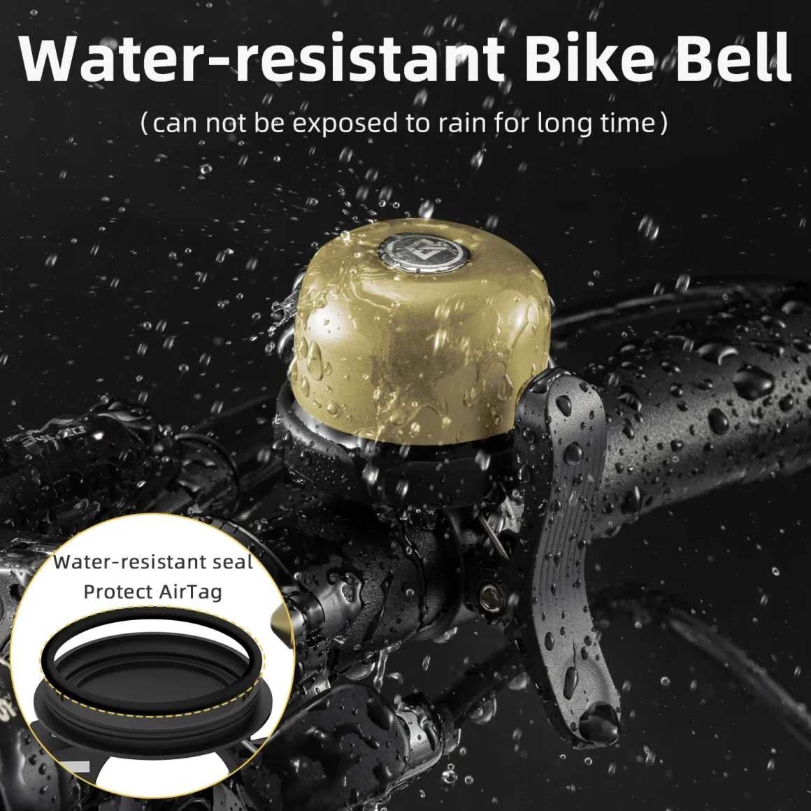 ROCKBROS Hidden AirTag Bike Bell, Anti-Theft GPS Tracker for 0.87"/22.2mm, 1"/25.4mm, 1.25"/31.8mm Handlebars