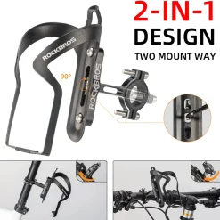 ROCKBROS 2-in-1 Bike Cup Holder Adjustable Bottle Cage for Handlebars & Seat Post