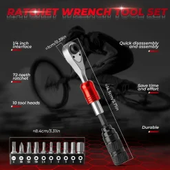ROCKBROS 1/4-Inch Ratchet Socket Wrench Set 2.5-8mm Allen Hex Torx Sockets for Road Mountain Bike Maintenance