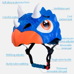 ROCKBROS Kids Cartoon Dinosaur Helmet Adjustable Lightweight
