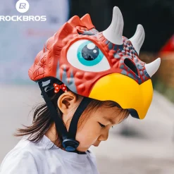 ROCKBROS Kids Cartoon Dinosaur Helmet Adjustable Lightweight