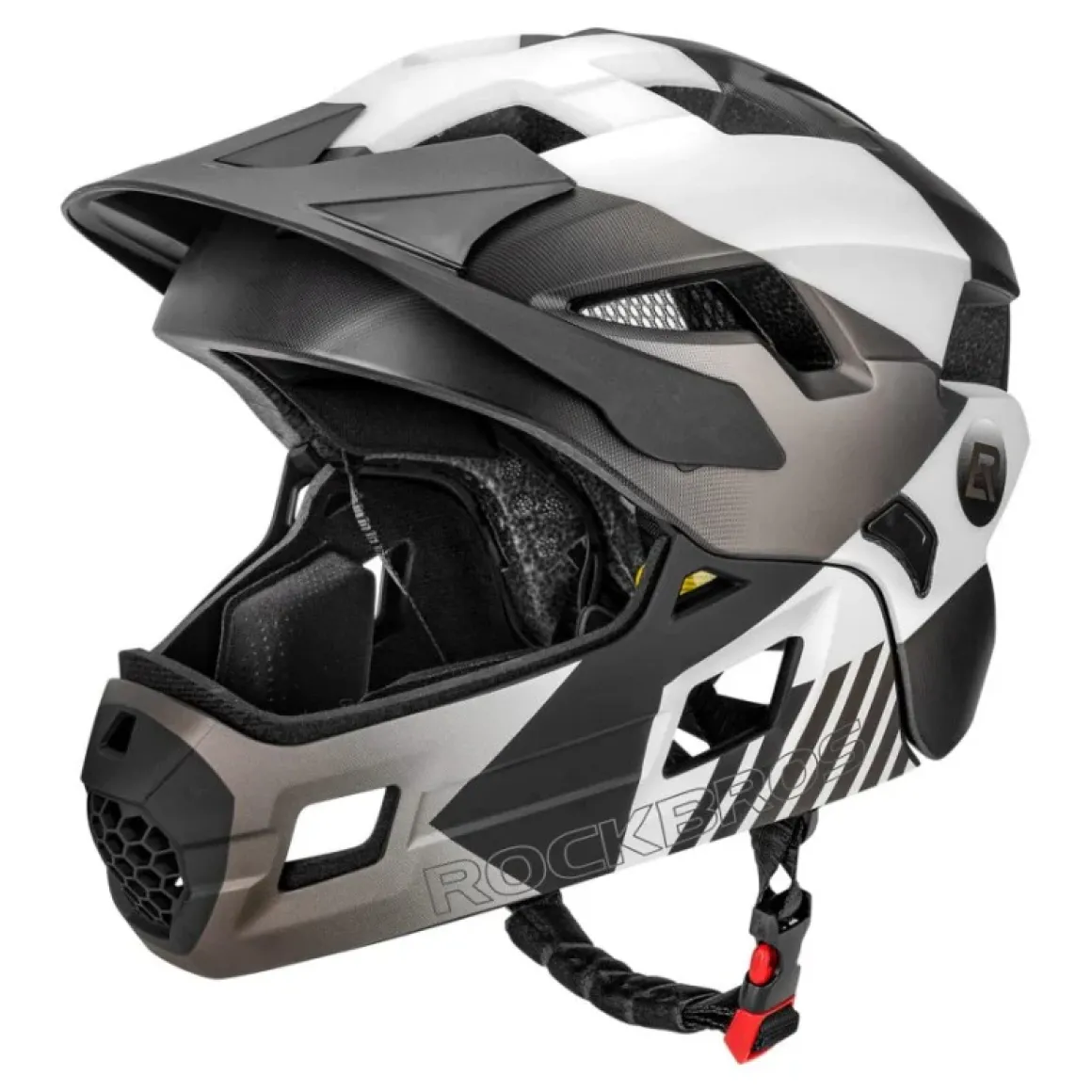 ROCKBROS Kids Full Face Bike Helmet Ages 5-14 Anti-Collision Detachable Chin