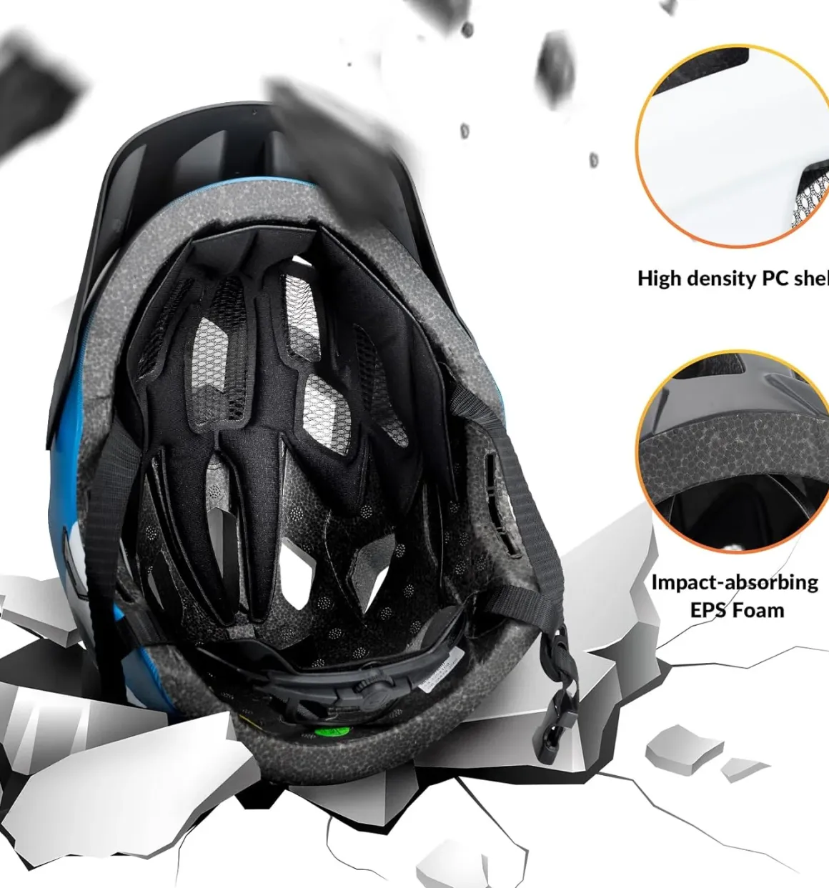 ROCKBROS Kids Full Face Bike Helmet Ages 5-14 Anti-Collision Detachable Chin