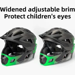 ROCKBROS Kids Full Face Bike Helmet Ages 5-14 Anti-Collision Detachable Chin