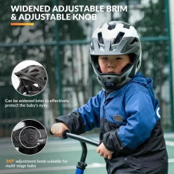 ROCKBROS Kids Full Face Bike Helmet Ages 5-14 Anti-Collision Detachable Chin
