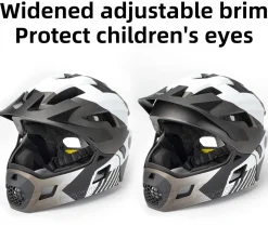ROCKBROS Kids Full Face Bike Helmet Ages 5-14 Anti-Collision Detachable Chin