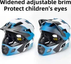 ROCKBROS Kids Full Face Bike Helmet Ages 5-14 Anti-Collision Detachable Chin