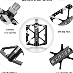 ROCKBROS Large Size Mountain Bicycle Aluminium Alloy Pedals-BLACK