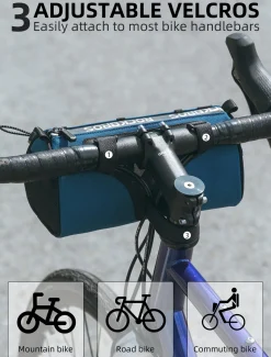 ROCKBROS 1.5L Bike Handlebar Bag - Reflective Front Handlebar Bag for MTB Road Bikes