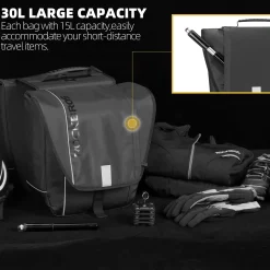 ROCKBROS 30L Bike Rear Rack Panniers Bags for Bicycles Waterproof