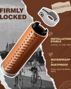 ROCKBROS Leather Vintage Mountain Bike Folding Bike Handlebar Grips 22.2mm