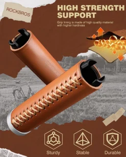 ROCKBROS Leather Vintage Mountain Bike Folding Bike Handlebar Grips 22.2mm